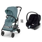 Poussette duo Melio Carbon 6 Stormy Blue avec siège auto Aton B2 i-Size