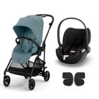 Poussette duo Melio Carbon Stormy Blue + Cloud T i-Size