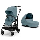 Poussette duo Melio Carbon Stormy Blue + Nacelle Melio Cot