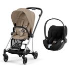 Poussette duo Mios 3 Cozy Beige châssis Chrome Black + Cloud T i-Size