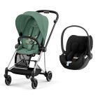 Poussette duo Mios 3 Leaf Green châssis Chrome Black + Cloud T i-Size