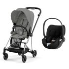 Poussette duo Mios 3 Mirage Grey châssis Chrome Black + Cloud T i-Size