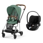 Poussette duo Mios 3 Leaf Green châssis Chrome Brown + Cloud T i-Size
