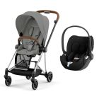 Poussette duo Mios 3 Mirage Grey châssis Chrome Brown + Cloud T i-Size