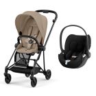 Poussette duo Mios 3 Cozy Beige châssis Matt Black + Cloud T i-Size