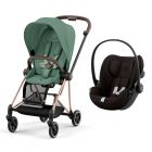 Poussette duo Mios 3 Leaf Green châssis Rose Gold + Cloud G i-Size