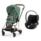 Poussette duo Mios 3 Leaf Green châssis Rose Gold + Cloud T i-Size