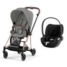 Poussette duo Mios 3 Mirage Grey châssis Rose Gold + Cloud T i-Size