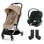 Poussette duo Orfeo 2 Almond Beige + Aton B2 i-Size
