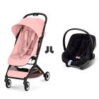 Poussette duo Orfeo 3 compacte Candy Pink avec siège auto Aton B2 i-Size