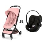 Poussette duo Orfeo 3 compacte Candy Pink avec siège auto Cloud G i-Size