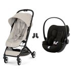 Poussette duo Orfeo 3 compacte Dune Grey avec siège auto Cloud G i-Size