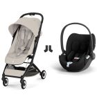 Poussette duo Orfeo 3 compacte Dune Grey avec siège auto Cloud T i-Size