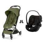 Poussette duo Orfeo 3 compacte Moss Green avec siège auto Cloud G i-Size