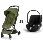 Poussette duo Orfeo 3 compacte Moss Green avec siège auto Cloud T i-Size
