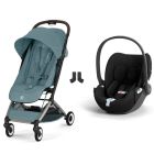 Poussette duo Orfeo 3 compacte Stormy Blue avec siège auto Cloud T i-Size