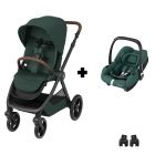 Poussette duo Oxford + siège auto Cabriofix i-Size Twillic Green