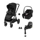 Poussette duo Oxford + Siège auto Pebble 360 pro² Twillic Black + Base FamilyFix 360 Pro