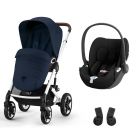 Poussette duo Talos S Lux - châssis Silver - Ocean Blue + Siège auto Cloud T i-Size