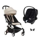 Poussette duo YOYO 3 pack 6+ et siège auto Aton B2 Black - Chassis blanc - Bonpoint