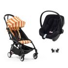 Poussette duo YOYO 3 pack 6+ et siège auto Aton B2 Black - Chassis noir - Capri