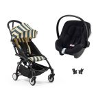 Poussette duo YOYO 3 pack 6+ et siège auto Aton B2 Black - Chassis noir - Monaco
