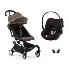 Poussette duo YOYO 3 pack 6+ et siège auto Cloud G Black - Chassis blanc - Leopard