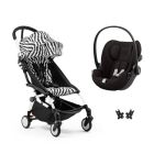 Poussette duo YOYO 3 pack 6+ et siège auto Cloud G Black - Chassis blanc - Zebra