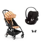 Poussette duo YOYO 3 pack 6+ et siège auto Cloud G3 Black - Chassis noir - Capri