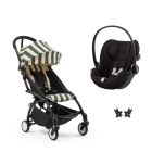 Poussette duo YOYO 3 pack 6+ et siège auto Cloud G3 Black - Chassis noir - Monaco