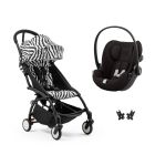 Poussette duo YOYO 3 pack 6+ et siège auto Cloud G Black - Chassis noir - Zebra