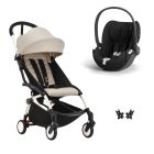 Poussette duo YOYO 3 pack 6+ et siège auto Cloud T - Chassis blanc - Bonpoint