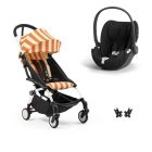 Poussette duo YOYO 3 pack 6+ et siège auto Cloud T - Chassis blanc - Capri