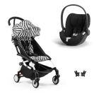 Poussette duo YOYO 3 pack 6+ et siège auto Cloud T Black - Chassis blanc - Zebra