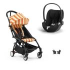 Poussette duo YOYO 3 pack 6+ et siège auto Cloud T Black - Chassis noir - Capri