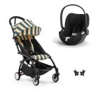 Poussette duo YOYO 3 pack 6+ et siège auto Cloud T Black - Chassis noir - Monaco
