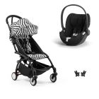 Poussette duo YOYO 3 pack 6+ et siège auto Cloud T Black - Chassis noir - Zebra