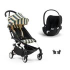 Poussette duo YOYO 3 pack 6+ et siège auto Cloud T plus Black - Chassis blanc - Monaco
