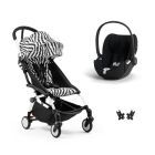 Poussette duo YOYO 3 pack 6+ et siège auto Cloud T plus Black - Chassis blanc - Zebra