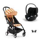 Poussette duo YOYO 3 pack 6+ et siège auto Cloud T plus Black - Chassis noir - Capri