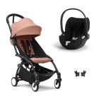 Poussette duo YOYO 3 pack 6+ et siège auto Cloud T plus Black - Chassis noir - Ginger