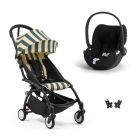 Poussette duo YOYO 3 pack 6+ et siège auto Cloud T plus Black - Chassis noir - Monaco