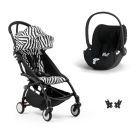 Poussette duo YOYO 3 pack 6+ et siège auto Cloud T plus Black - Chassis noir - Zebra