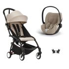 Poussette duo YOYO 3 pack 6+ et siège auto Cloud T plus Beige - Chassis noir - Bonpoint