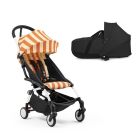 Poussette duo YOYO 3 - Châssis blanc Pack 6+ et nacelle Capri / Noir