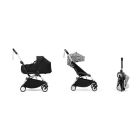 Poussette duo YOYO 3 - Châssis blanc Pack 6+ et nacelle Zebra / Noir