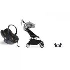 Poussette duo YOYO 3 - Châssis blanc Pack 6+ et siège auto car seat by BeSafe Zebra
