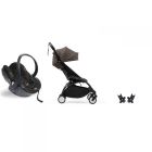 Poussette duo YOYO 3 - Châssis noir Pack 6+ et siège auto car seat by BeSafe Leopard