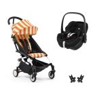 Poussette duo YOYO 3 pack 6+ et siège auto Pebble 360 Pro² Black - Chassis blanc - Capri