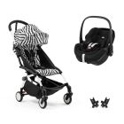 Poussette duo YOYO 3 pack 6+ et siège auto Pebble 360 Pro² Black - Chassis blanc - Zebra